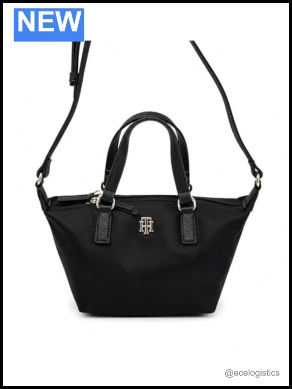 Faux Leather Belted Satchel Crossbody, Zipper Closure, 2 Compartments, Handbag